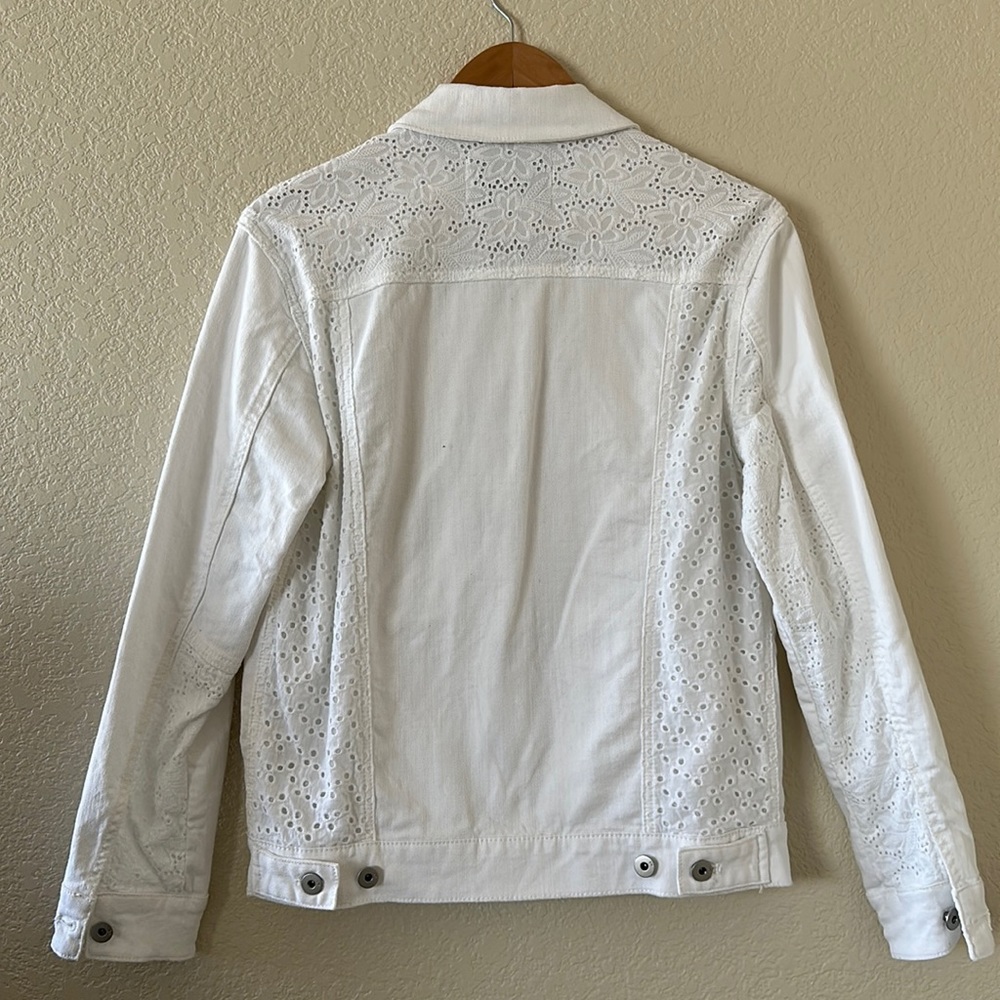 Pilcro and the Letterpress by Anthropologie White Eyelet Denim Jacket Size XS - Picture 6 of 12